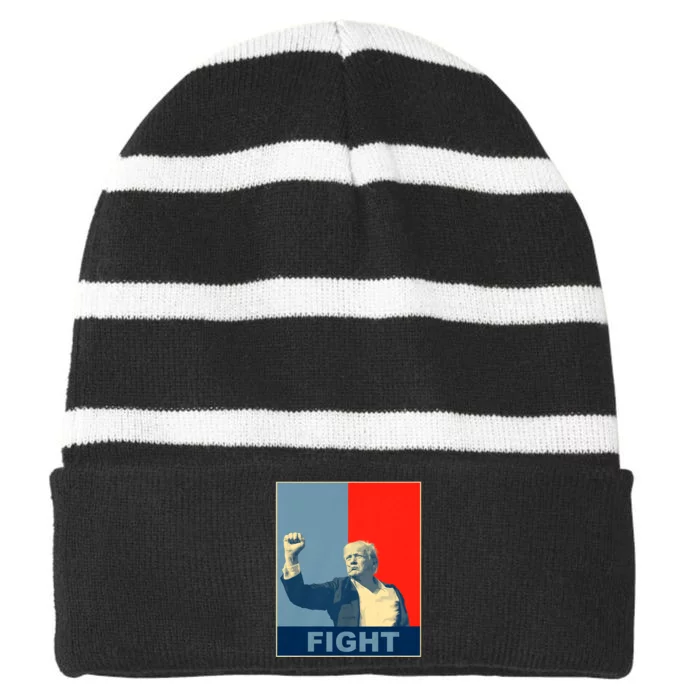 Donald Trump Fight Fight Fight Trump 2024 Fight Striped Beanie with Solid Band