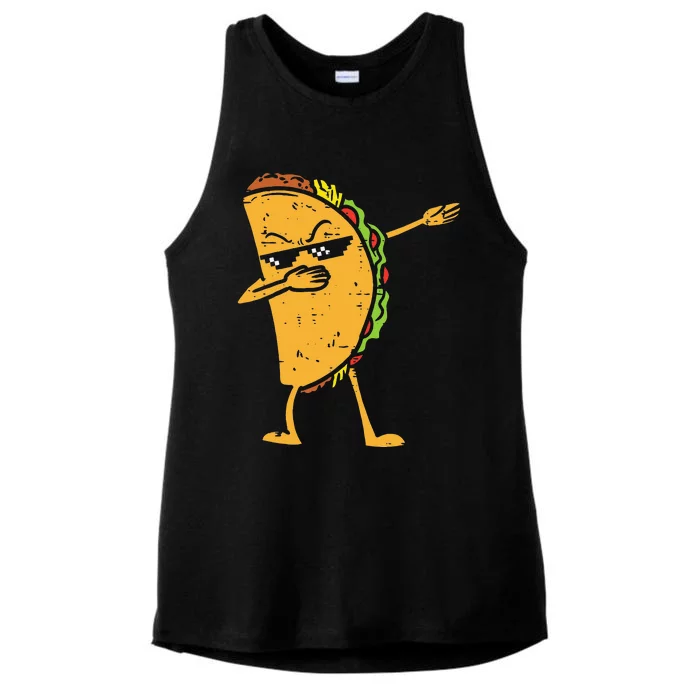 Dabbing Taco Funny Cinco De Mayo Dab Dance Ladies Tri-Blend Wicking Tank