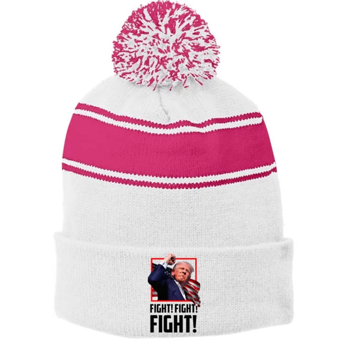 Donald Trump Fight Fighting Fighters Supporters Americans Stripe Pom Pom Beanie