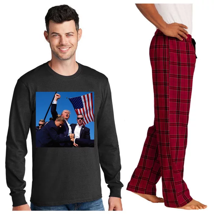 Donald Trump Fight Fist 2024 Long Sleeve Pajama Set