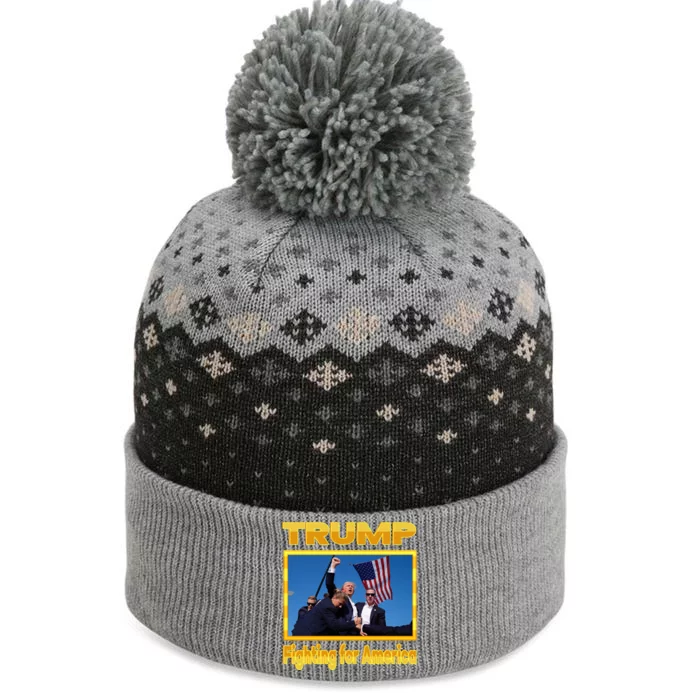 Donald Trump Fighting For America The Baniff Cuffed Pom Beanie