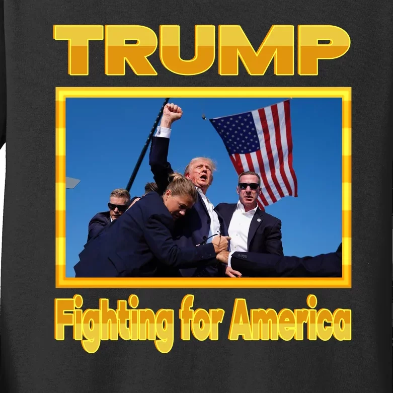 Donald Trump Fighting For America Kids Long Sleeve Shirt