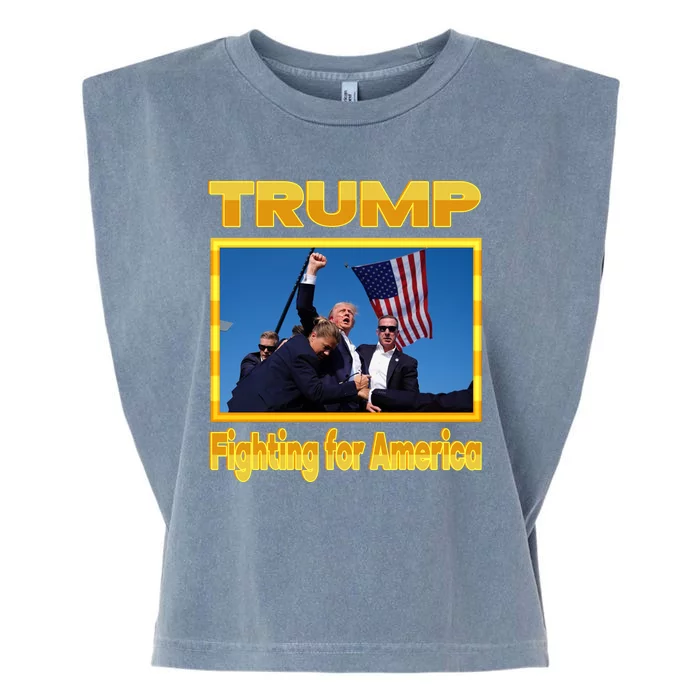 Donald Trump Fighting For America Garment-Dyed Women's Muscle Tee