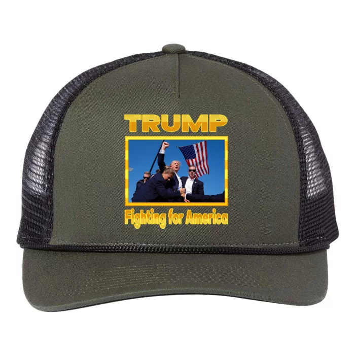 Donald Trump Fighting For America Retro Rope Trucker Hat Cap