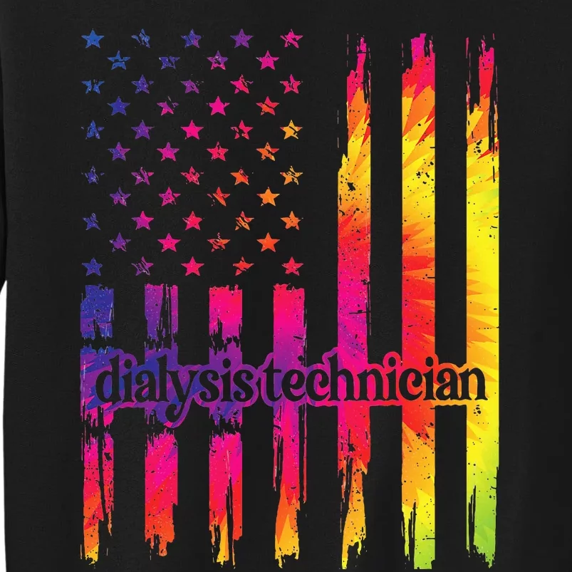 Dialysis Technician Flag USA Tie Dye Dialysis Tech Nurse Sweatshirt