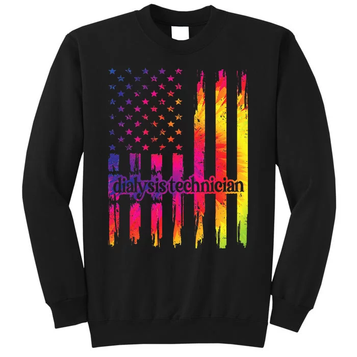 Dialysis Technician Flag USA Tie Dye Dialysis Tech Nurse Sweatshirt