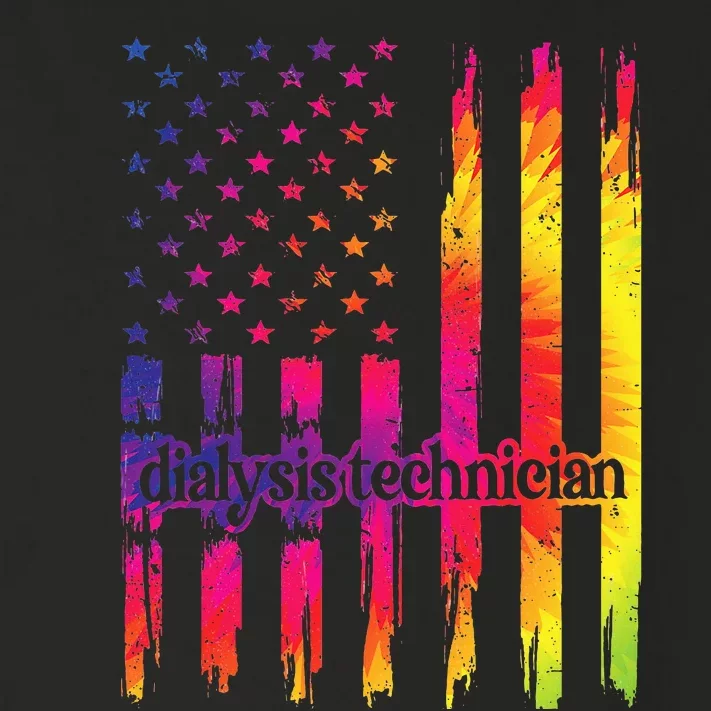 Dialysis Technician Flag USA Tie Dye Dialysis Tech Nurse Toddler Long Sleeve Shirt