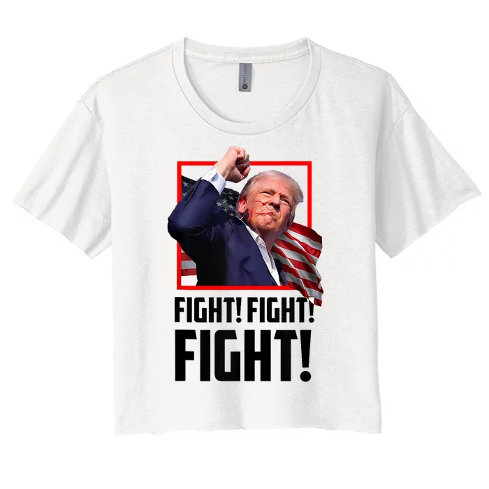 Donald Trump Fight Fighting Fighters Supporters Americans 2024 Women's Crop Top Tee