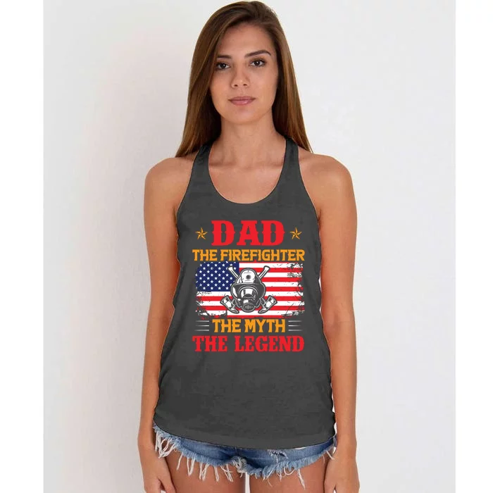 Dad The Firefighter The Myth The Legend Women's Knotted Racerback Tank