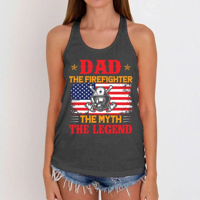 Dad The Firefighter The Myth The Legend Women's Knotted Racerback Tank