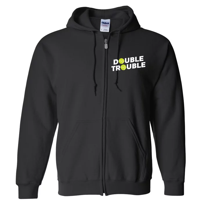 Double Trouble Funny Tennis With Tennis Balls Full Zip Hoodie