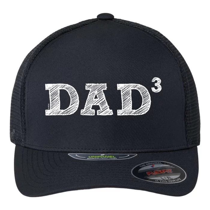 Dad3, Three, Father's Day, Father of Three Flexfit Unipanel Trucker Cap