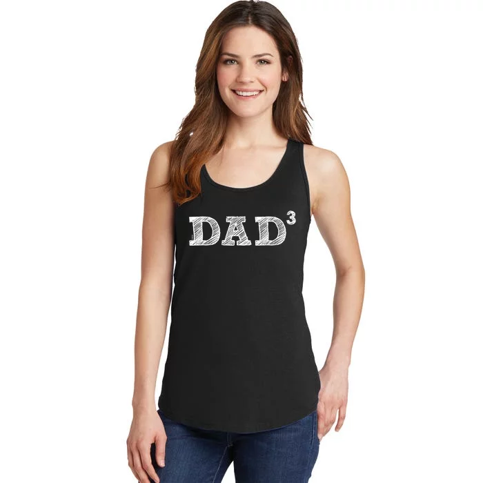 Dad3, Three, Father's Day, Father of Three Ladies Essential Tank