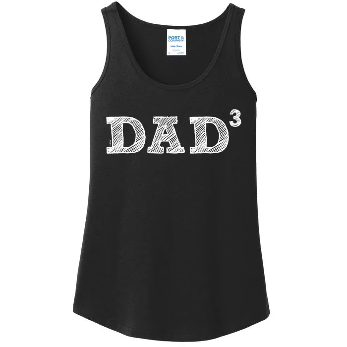 Dad3, Three, Father's Day, Father of Three Ladies Essential Tank