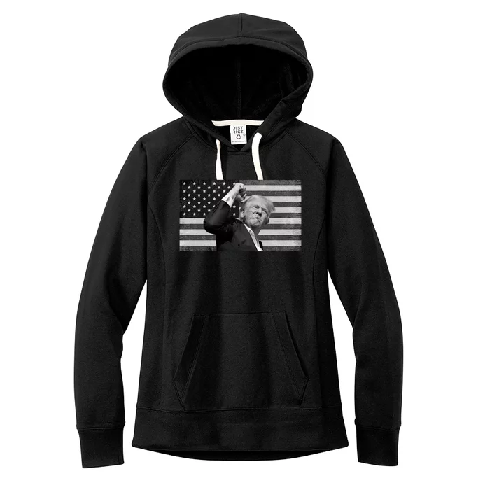 Donald Trump Fight Freedom Usa Flag Women's Fleece Hoodie