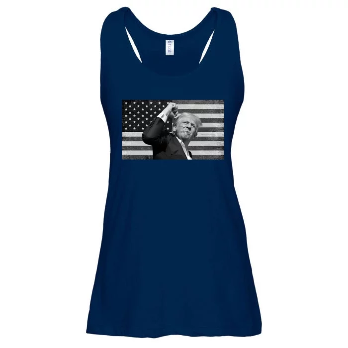 Donald Trump Fight Freedom Usa Flag Ladies Essential Flowy Tank