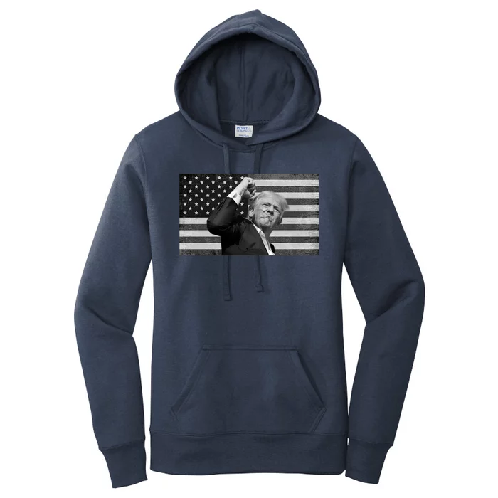 Donald Trump Fight Freedom Usa Flag Women's Pullover Hoodie