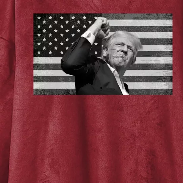 Donald Trump Fight Freedom Usa Flag Hooded Wearable Blanket