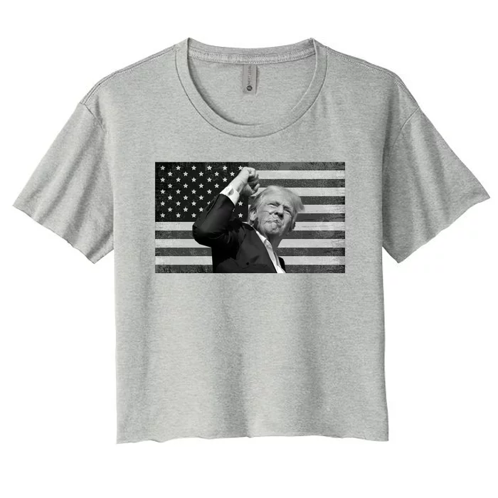 Donald Trump Fight Freedom Usa Flag Women's Crop Top Tee