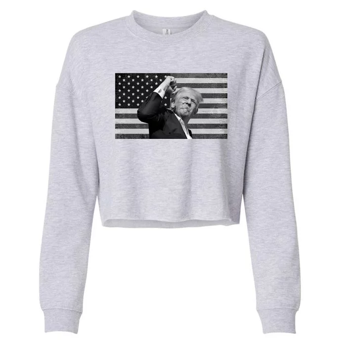 Donald Trump Fight Freedom Usa Flag Cropped Pullover Crew