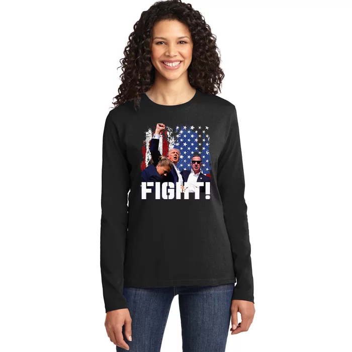 Donald Trump Fist Pump Ladies Long Sleeve Shirt