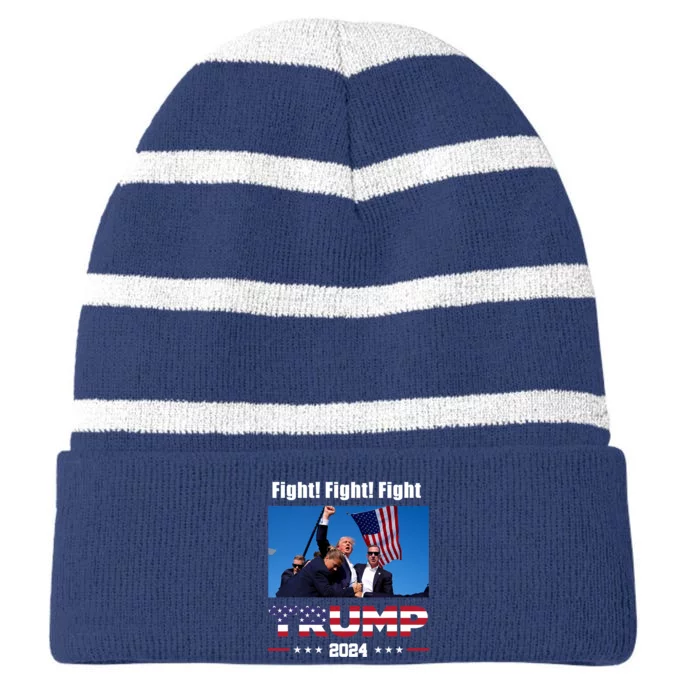 Donald Trump Fight Fighting Fighters Supporters Americans Striped Beanie with Solid Band