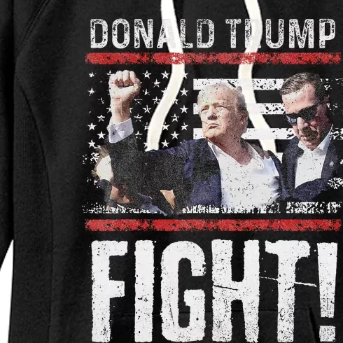 Donald Trump Fist American Flag Trump Fight Women's Fleece Hoodie