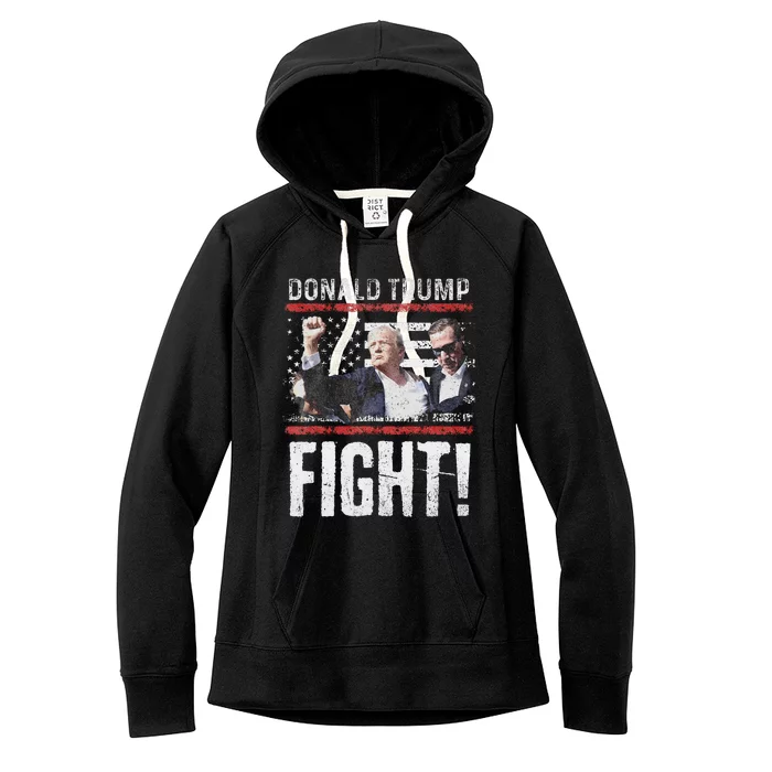 Donald Trump Fist American Flag Trump Fight Women's Fleece Hoodie