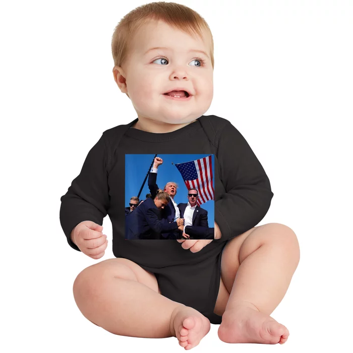 Donald Trump Fight Fist 2024 Baby Long Sleeve Bodysuit