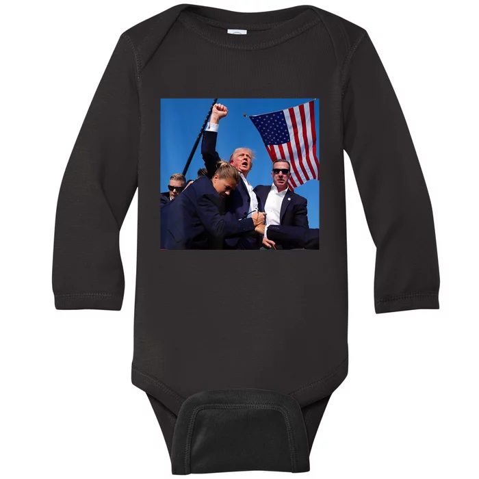 Donald Trump Fight Fist 2024 Baby Long Sleeve Bodysuit