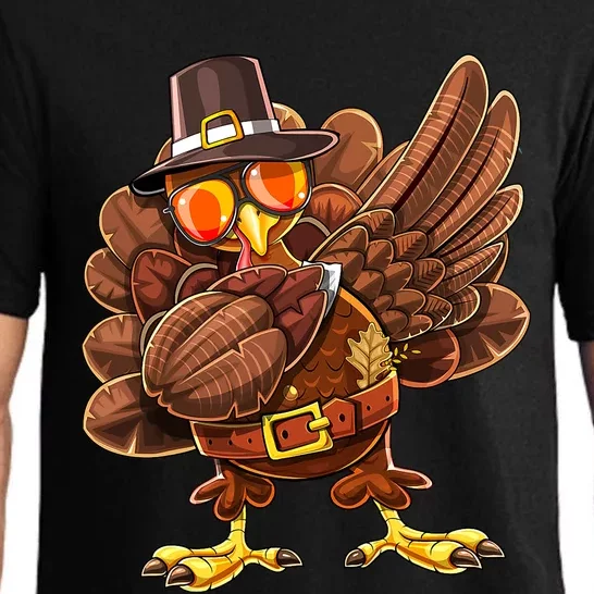 Dabbing Turkey Funny Thanksgiving Pilgrim Costume Gift Gift Pajama Set