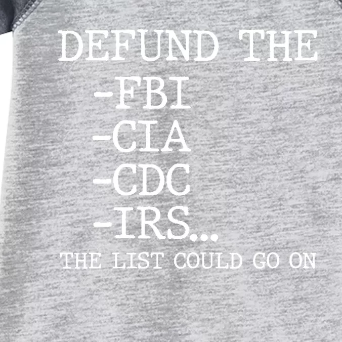 Defund The Fbi Cia Cdc Is The List Could Go On Infant Baby Jersey Bodysuit