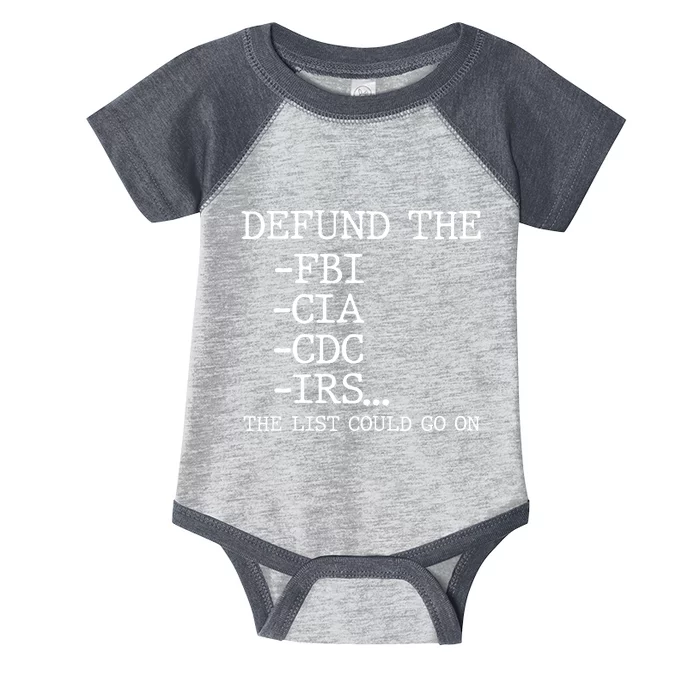 Defund The Fbi Cia Cdc Is The List Could Go On Infant Baby Jersey Bodysuit