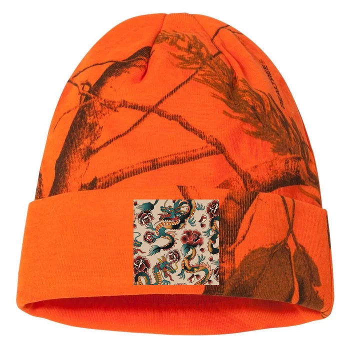 Dragon Tattoo Floral Pattern Kati - 12in Camo Beanie