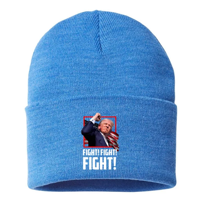 Donald Trump Fight Fighting Fighters Supporters Americans Gift Sustainable Knit Beanie