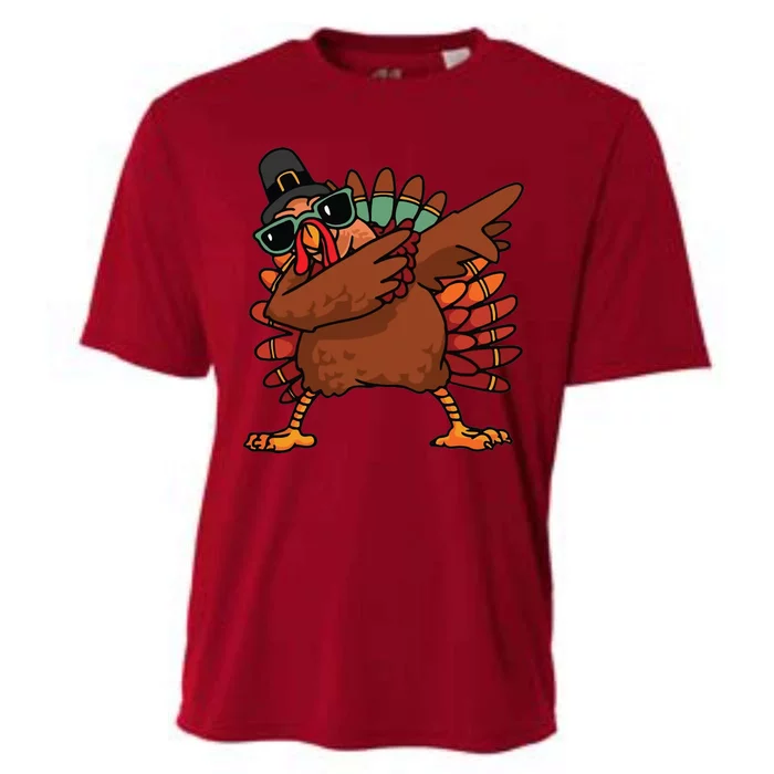 Dabbing Turkey Funny Dab Thanksgiving Cooling Performance Crew T-Shirt