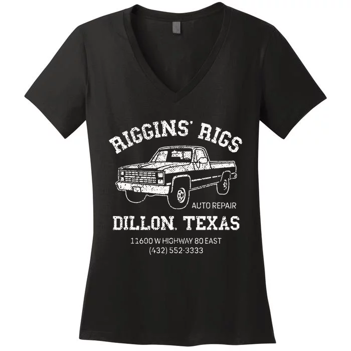 Dillon Texas Football Fan Auto Repair Riggins Rigs Women's V-Neck T-Shirt