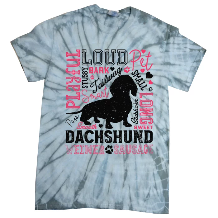 Dachshund Typography Funny Word Art Dog Lover  Gift Tie-Dye T-Shirt