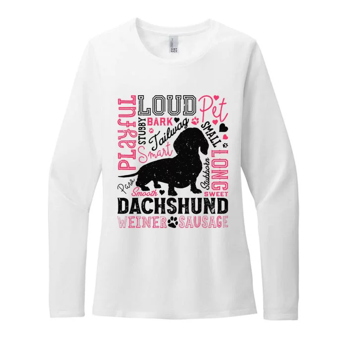 Dachshund Typography Funny Word Art Dog Lover  Gift Womens CVC Long Sleeve Shirt