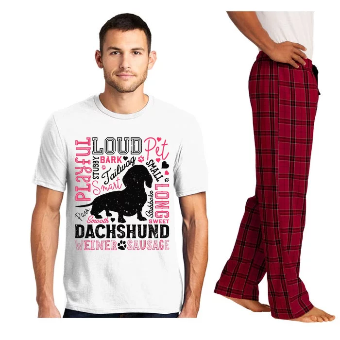 Dachshund Typography Funny Word Art Dog Lover  Gift Pajama Set