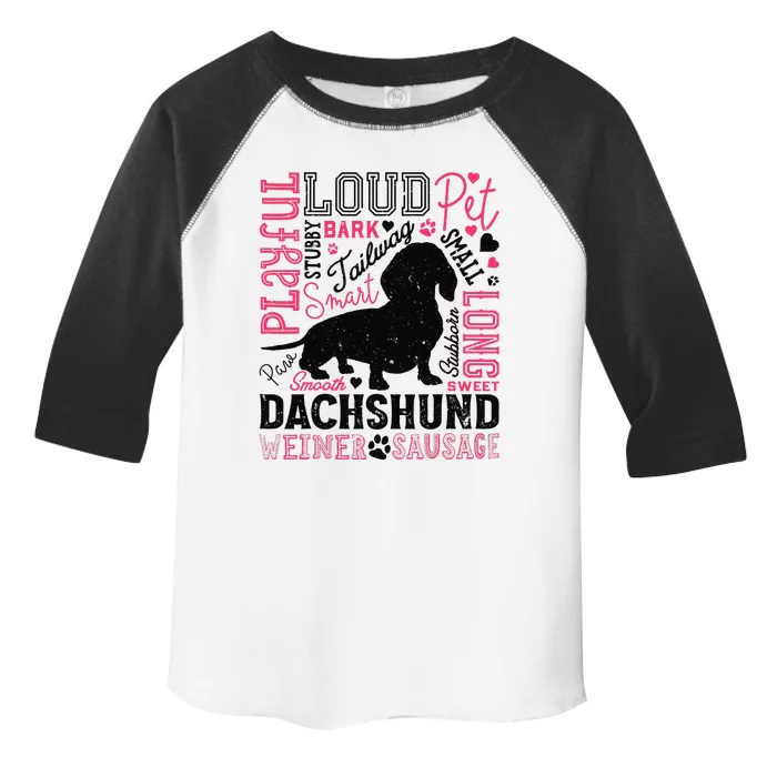 Dachshund Typography Funny Word Art Dog Lover  Gift Toddler Fine Jersey T-Shirt