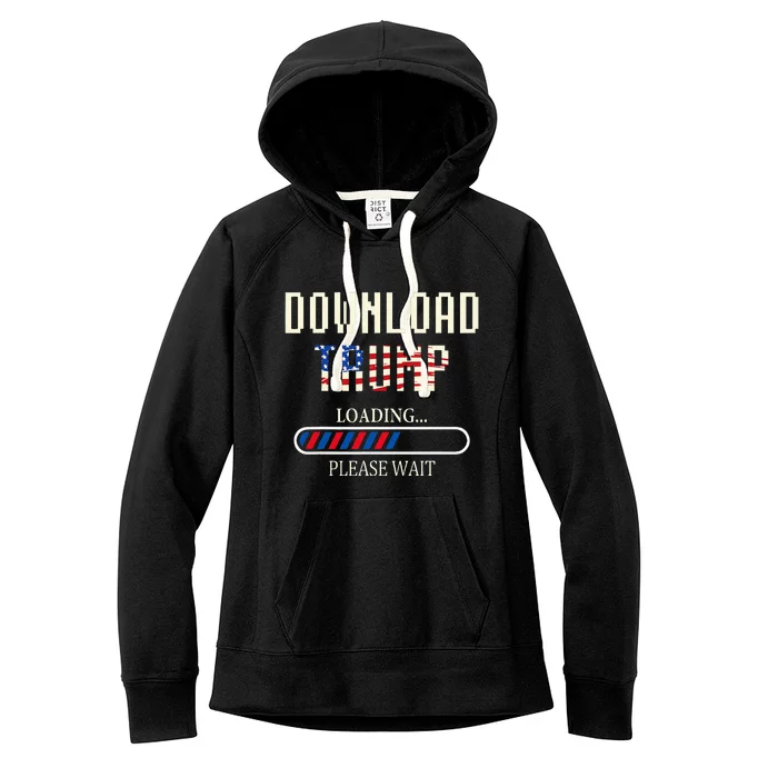 Download Trump Funny Loading Bar Trump Election 2024 Women's Fleece Hoodie