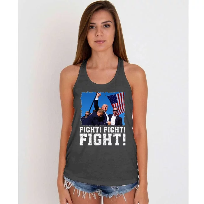 Donald Trump Fight Fighting Fighters Supporters Women's Knotted Racerback Tank