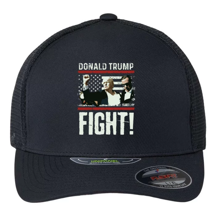 Donald Trump Fist American Flag Trump Fight Flexfit Unipanel Trucker Cap