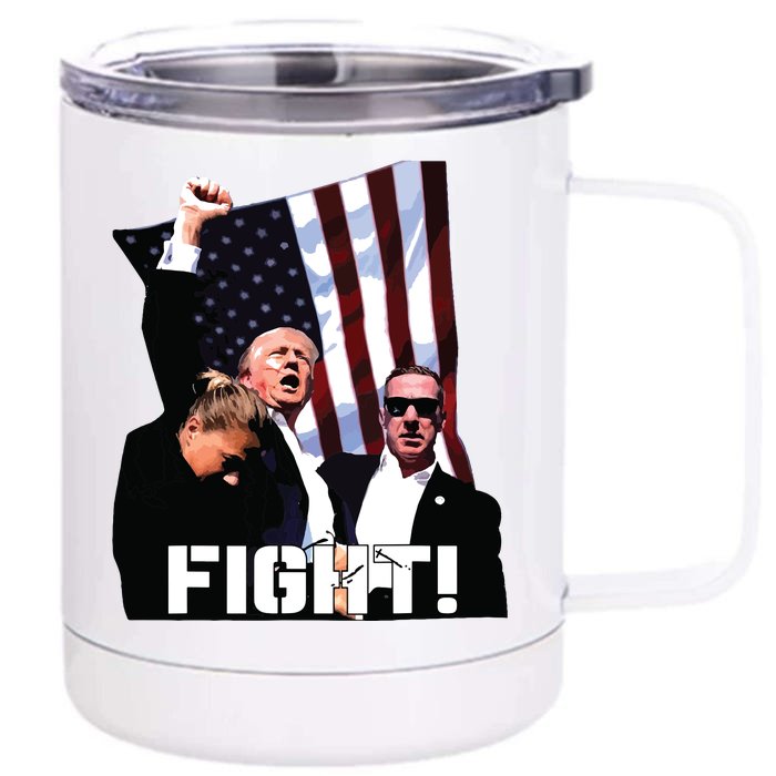 Donald Trump Fight Fighting Fighters Supporters Americans Front & Back 12oz Stainless Steel Tumbler Cup