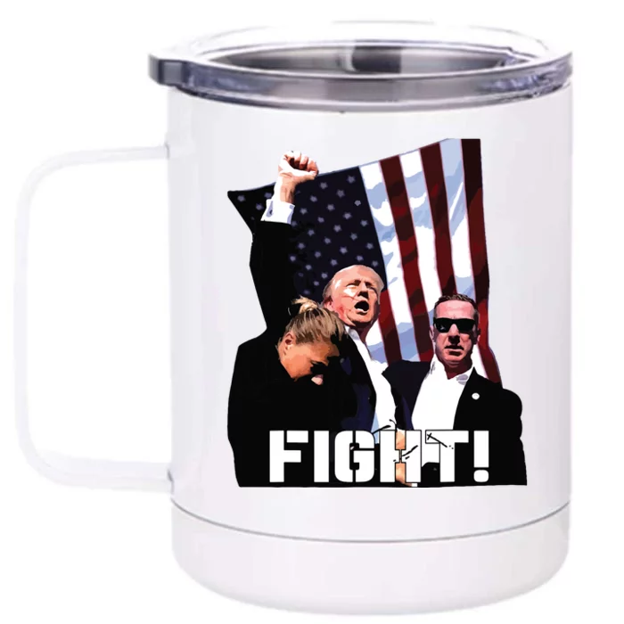 Donald Trump Fight Fighting Fighters Supporters Americans Front & Back 12oz Stainless Steel Tumbler Cup