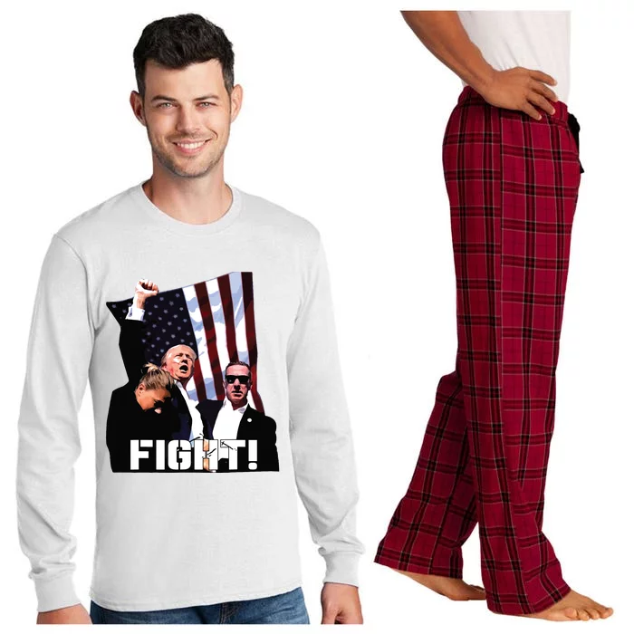 Donald Trump Fight Fighting Fighters Supporters Americans Long Sleeve Pajama Set