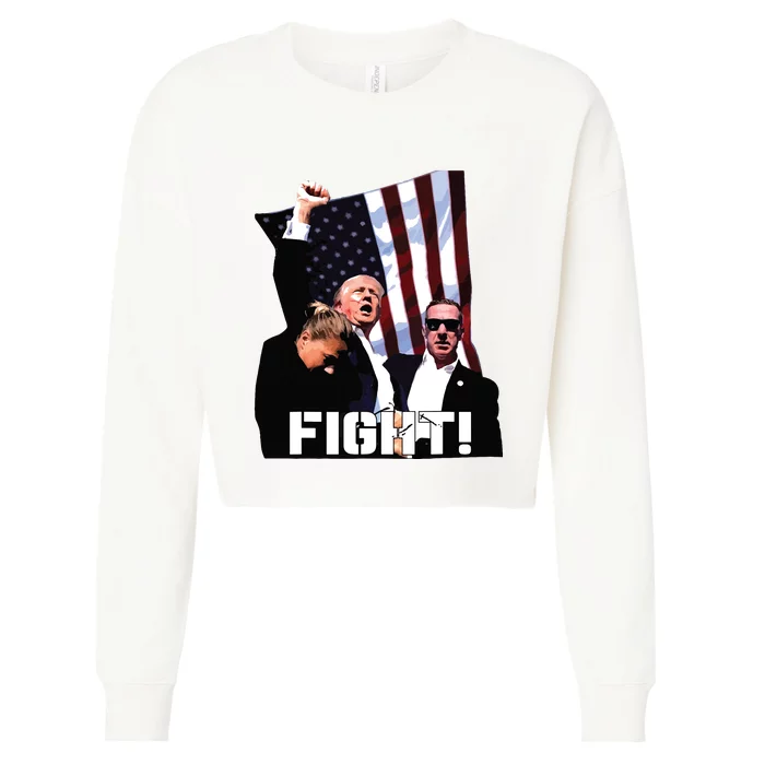 Donald Trump Fight Fighting Fighters Supporters Americans Cropped Pullover Crew