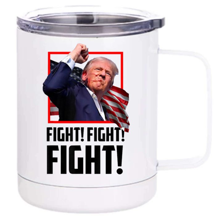 Donald Trump Fight Fighting Fighters Supporters Americans Front & Back 12oz Stainless Steel Tumbler Cup