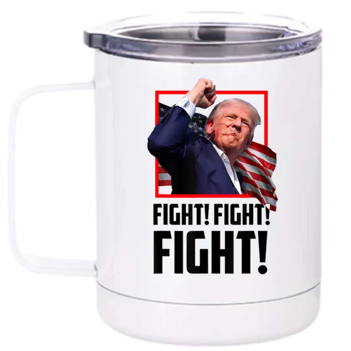 Donald Trump Fight Fighting Fighters Supporters Americans Front & Back 12oz Stainless Steel Tumbler Cup